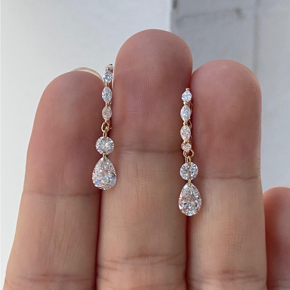 14K GOLD LAB GROWN DROP EARRINGS